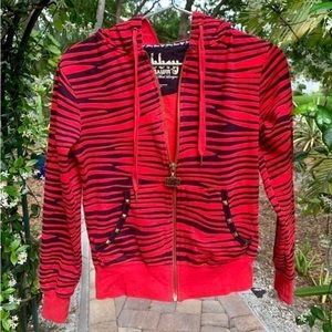 Abbey Dawn Red Zebra Print Hoodie